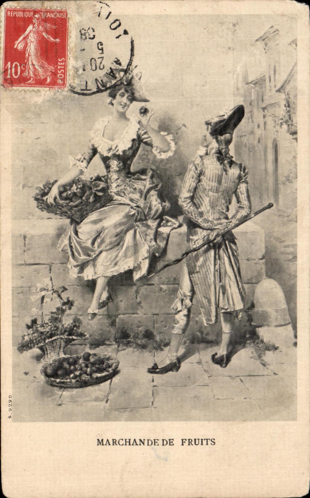 CPA Fantaisie Femme Marchande de fruits 