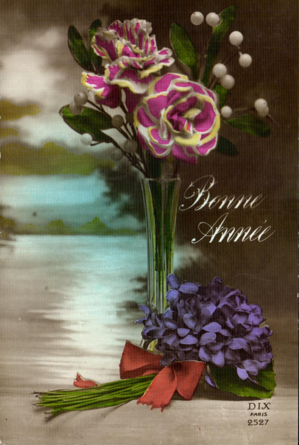 CPA Fantaisie Fleurs Bonen annee