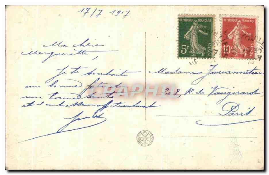 CPA Fantaisie Fleurs Fer a cheval — Rückseite