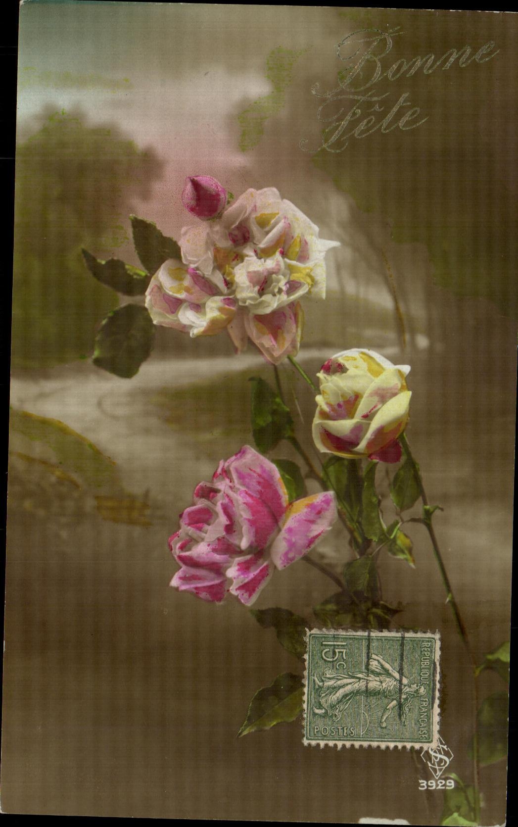 CPA Fantaisie Fleurs Roses 