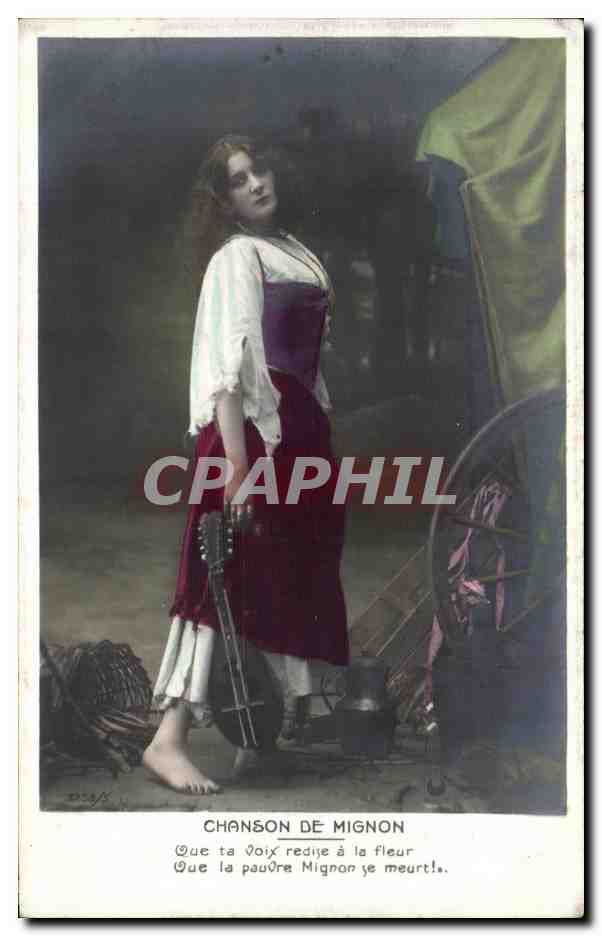 CPA Fantaisie Femme Chanson de Mignon Mandoline 
