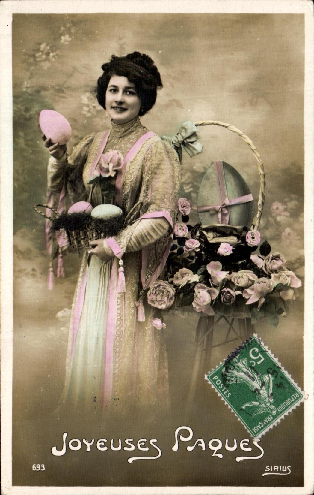Jeune femme avec panier de Pâques — SIRIUS n°693