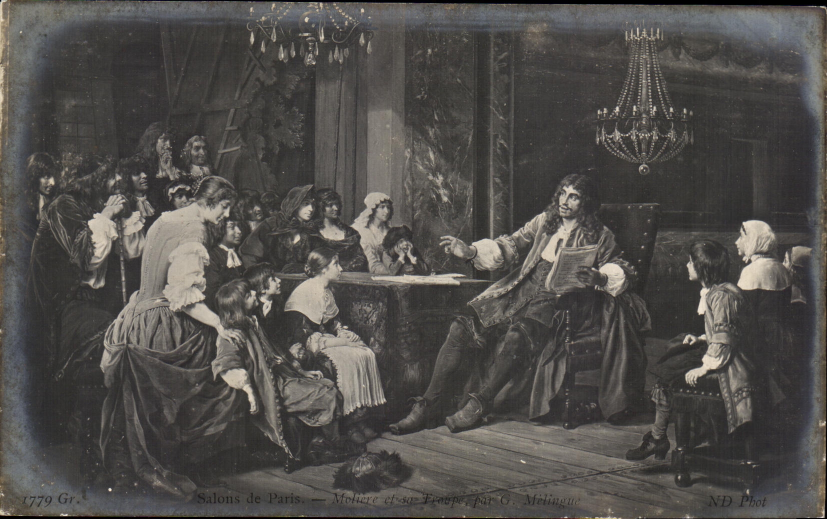 CPA Salons de Paris Moliere et sa troupe par Melingue 