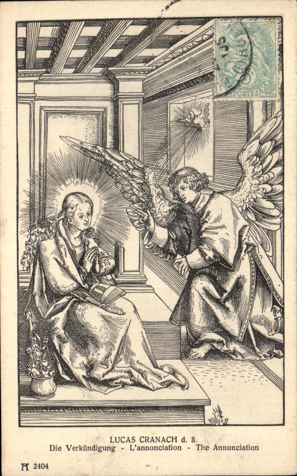 CPA Fantaisie Lucas Cranach L'annonciation Ange