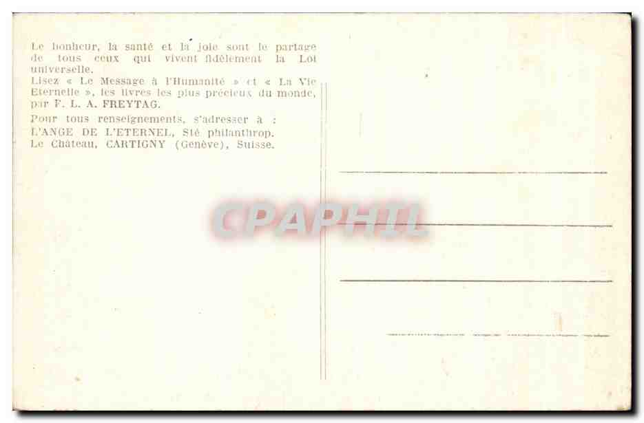 CPA Une habitation de la beaute de la justice et de l'amour Cartigny Suisse — Verso