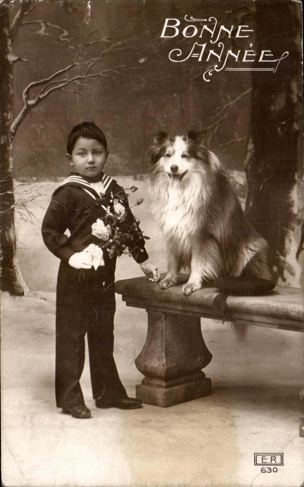 CPA Fantaisie Enfant Garcon et chien