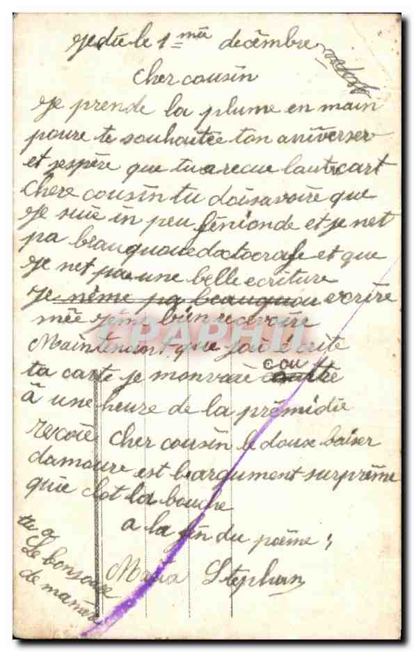 CPA Fantaisie Femme — Verso