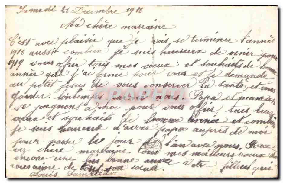 CPA Fantaisie Fleurs Bonne annee — Rückseite