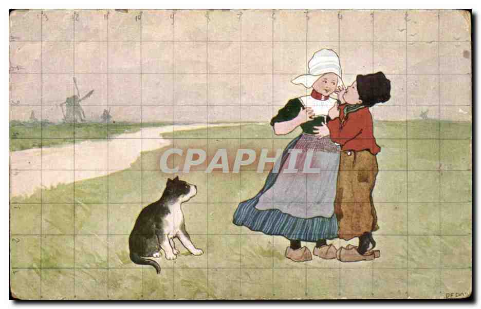 CPA Fantaisie Enfants Chien