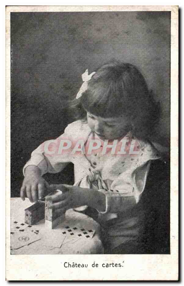 CPA Fantaisie Enfant chateau de cartes