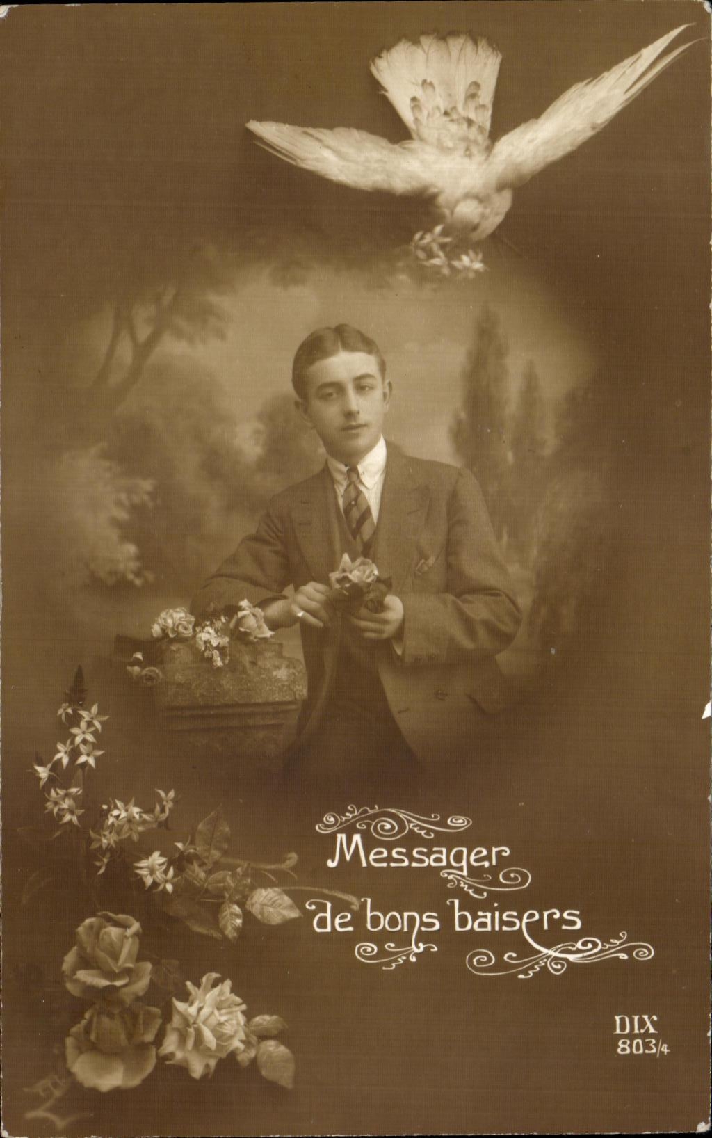CPA Fantaisie Homme Colombe