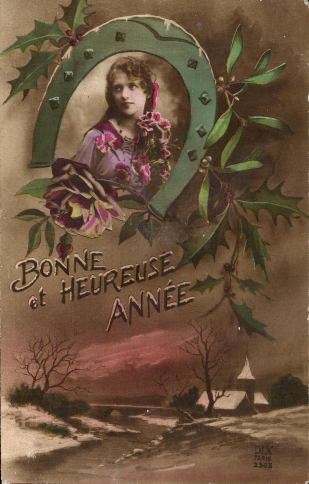 CPA Fantaisie Femme Fer a cheval