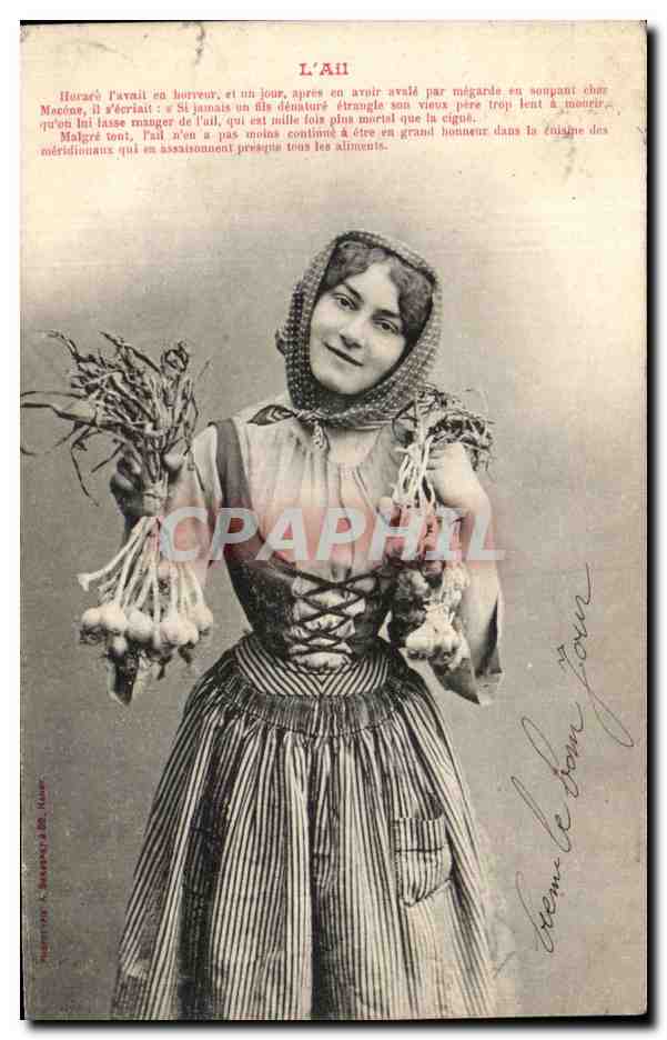 Femme avec des gousses d'ail — L'Ail — éditeur L. Bérenger & Cie, N° 20