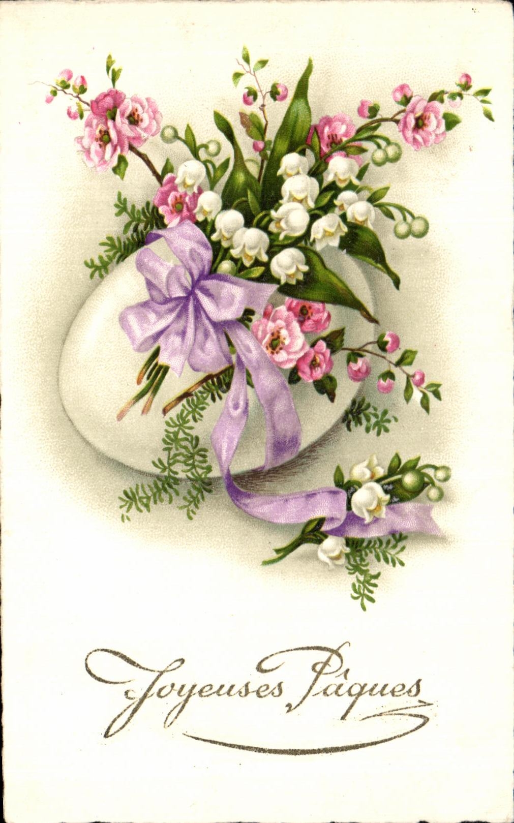 CPA Fantaisie Fleurs Muguet Paques