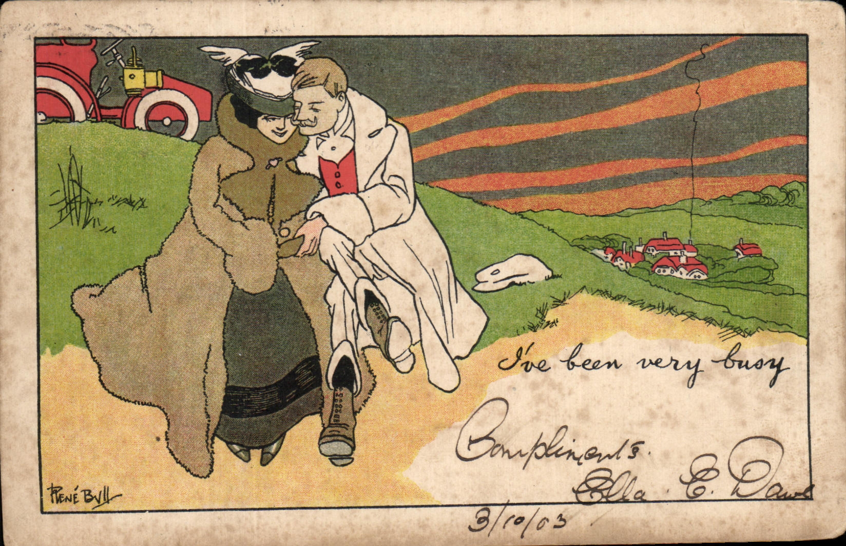 CPA Fantaisie Illustrateur Rene Bull Homme et femme 