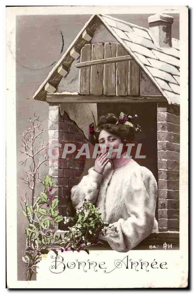 Woman at the Window — Happy New Year — CPAPHIL 64. ΦΗ
