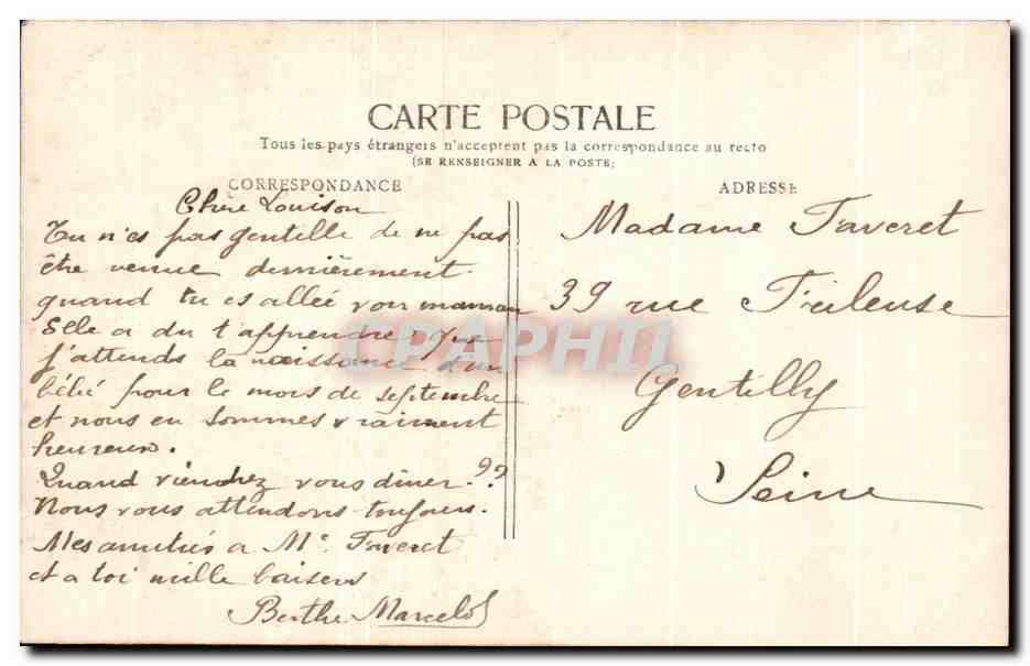 Je pense à vous — jeune femme souriante entourée de fleurs — éditeur anonyme, n° 173 — Rückseite