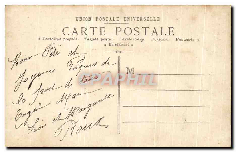 CPA Fantaisie Femme oeufs Paques  — Verso