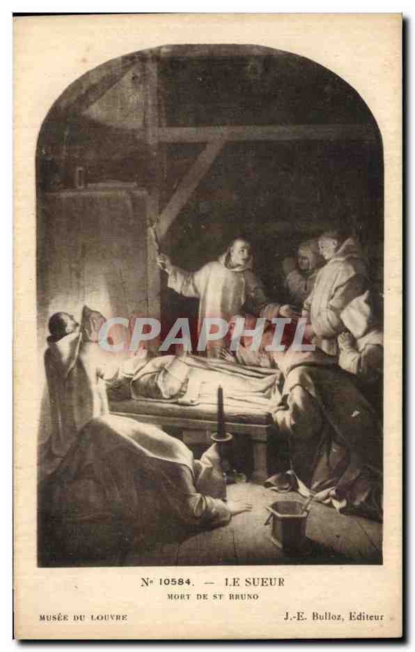 CPA Fantaisie Le sueur Mort de St Bruno Musee du Louvre Paris