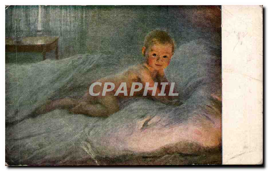 Enfant dans un lit — peinture — Édition G. Harcourt, Pétrograd, n° 1276