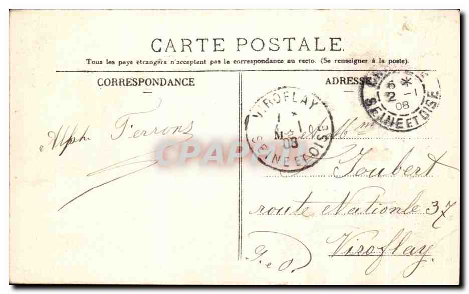 Bonne Année — Carte postale festive avec timbre 5c France — Rückseite