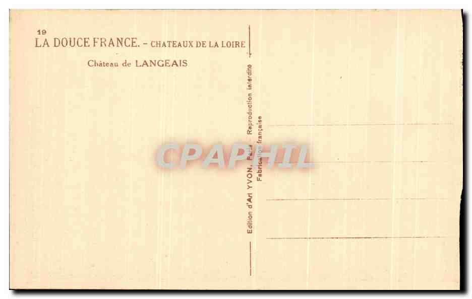 CPA La Douce France Chateaux De La Loire Chateau de Langeais — Rückseite