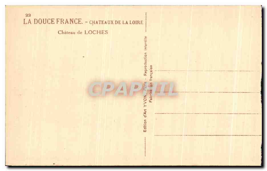 CPA La Douce France Chateaux De La Loire Chateau de Loches — Rückseite