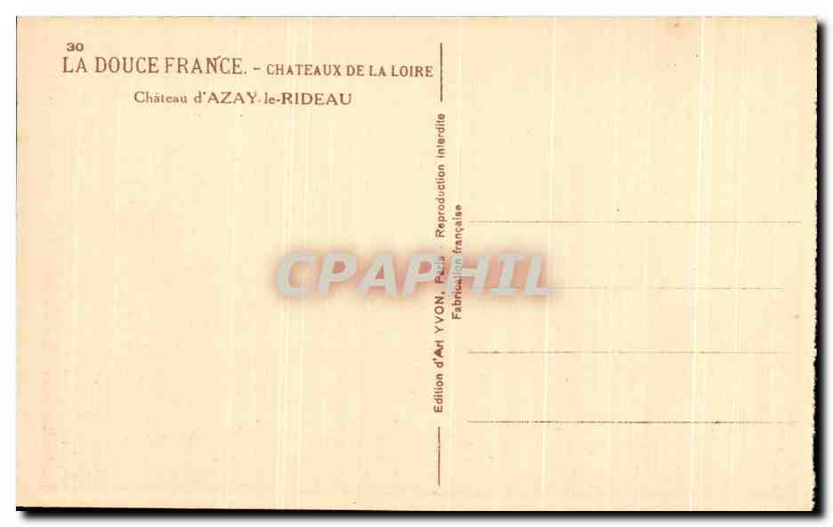CPA La Douce France Chateaux De La Loire Chateau d'Azay le Rideau — Rückseite