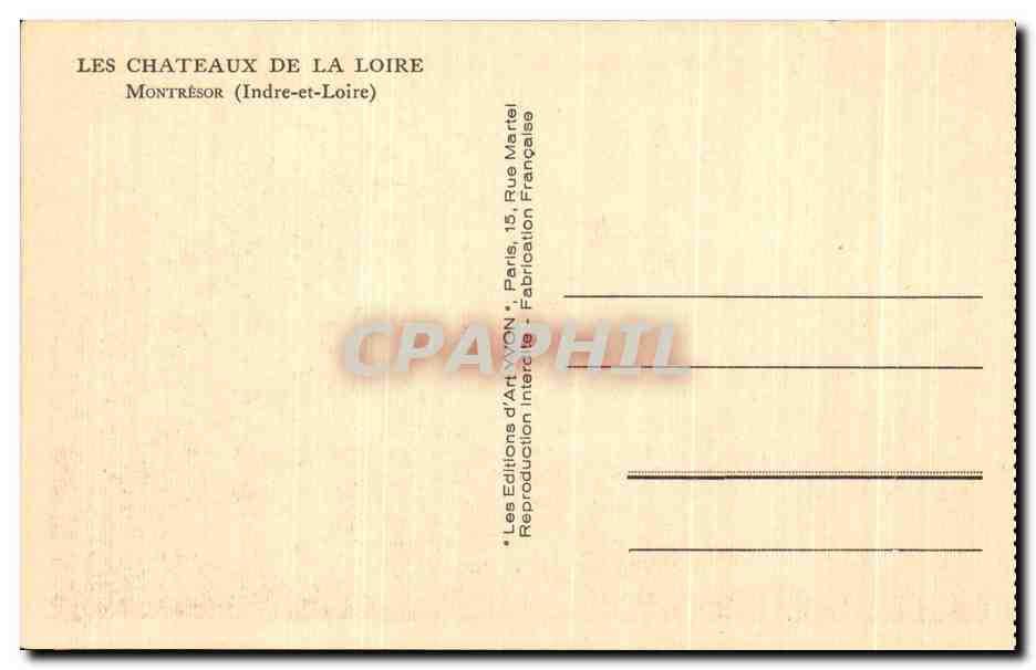 CPA Les Chateaux De La Loire Montresor — Rückseite