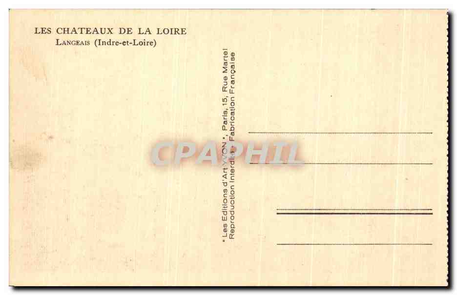 CPA Les Chateaux De La Loire Langeais — Rückseite