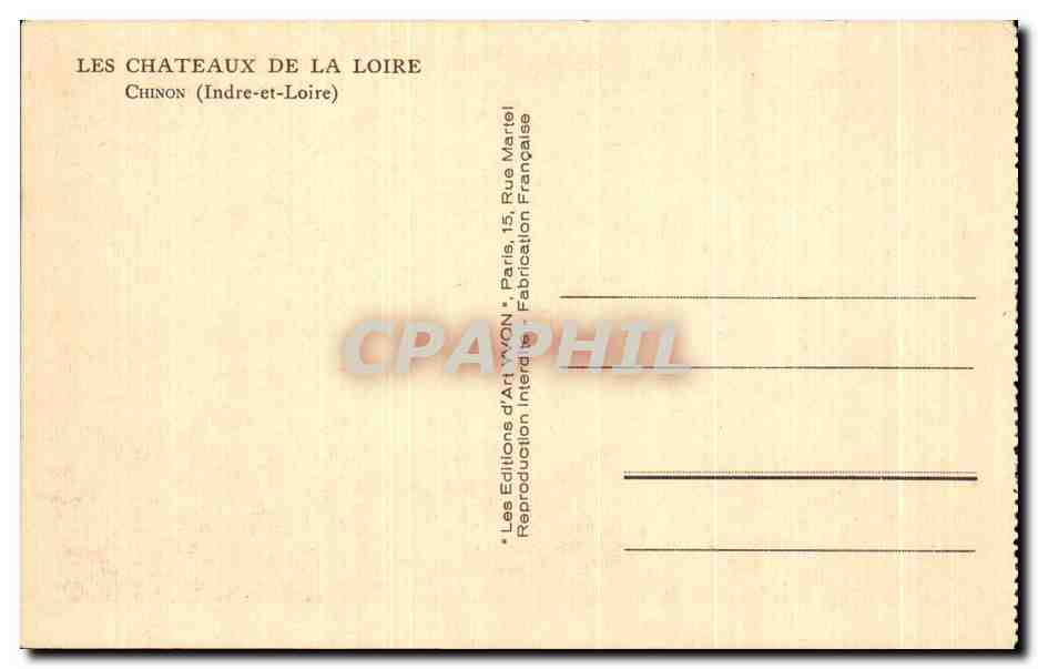 CPA Les Chateaux De La Loire Chinon — Rückseite