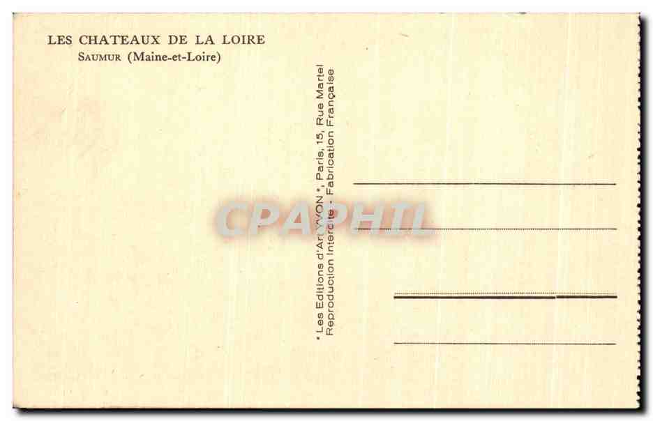 CPA Les Chateaux De La Loire Saumur — Rückseite