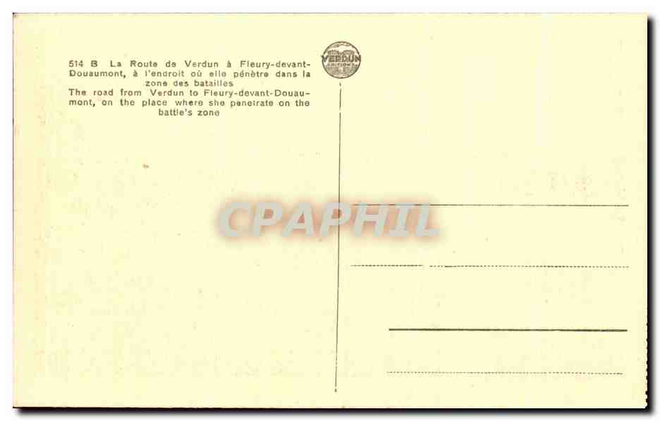 Route de Verdun à Fleury-devant-Douaumont — entrée dans la zone des batailles — éditeur Verdun — Reverso