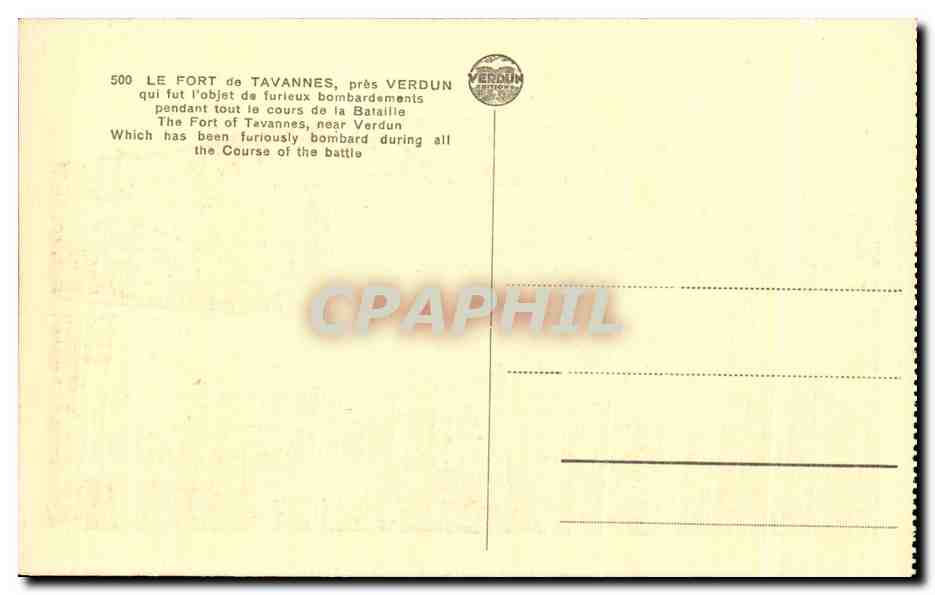 Le Fort de Tavannes — près Verdun — éditeur VERDUN, n° 500 — Reverso