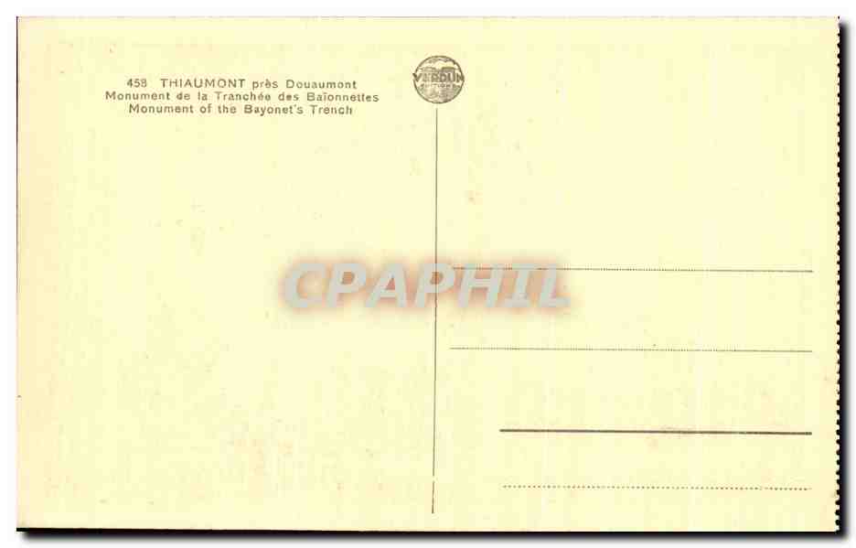 CPA Thiaumont pres Douaumont La Tranchee de baionnettes Vue generale Militaria — Rückseite