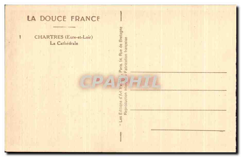 CPA Chartres Le Cathedrale — Verso