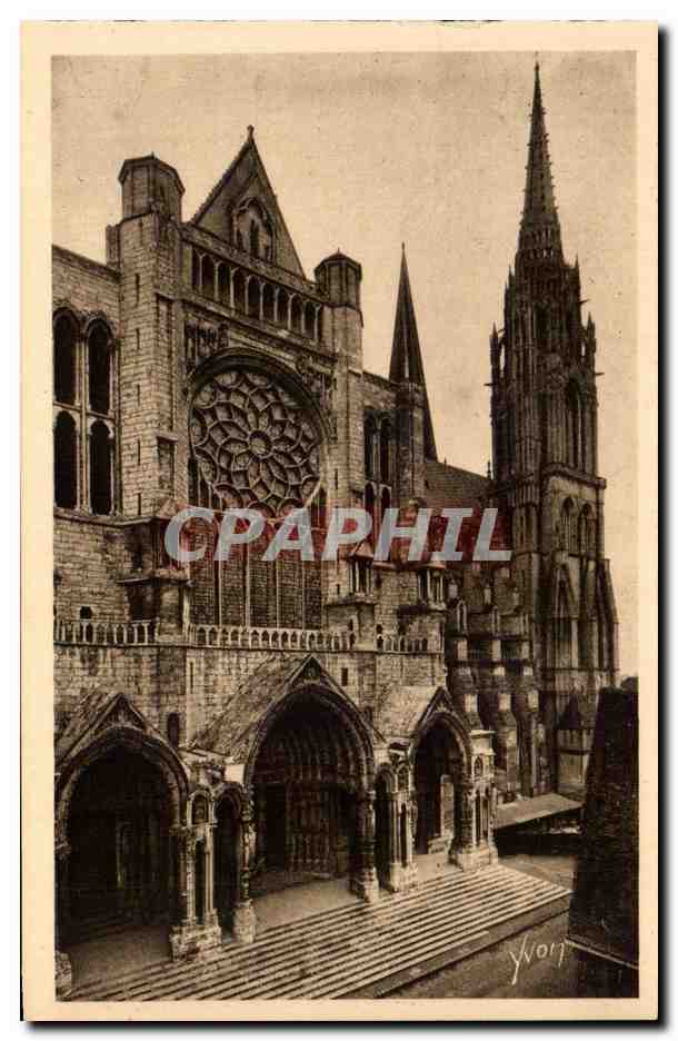CPA Chartres Le Portail Sud et la Vieille Tour