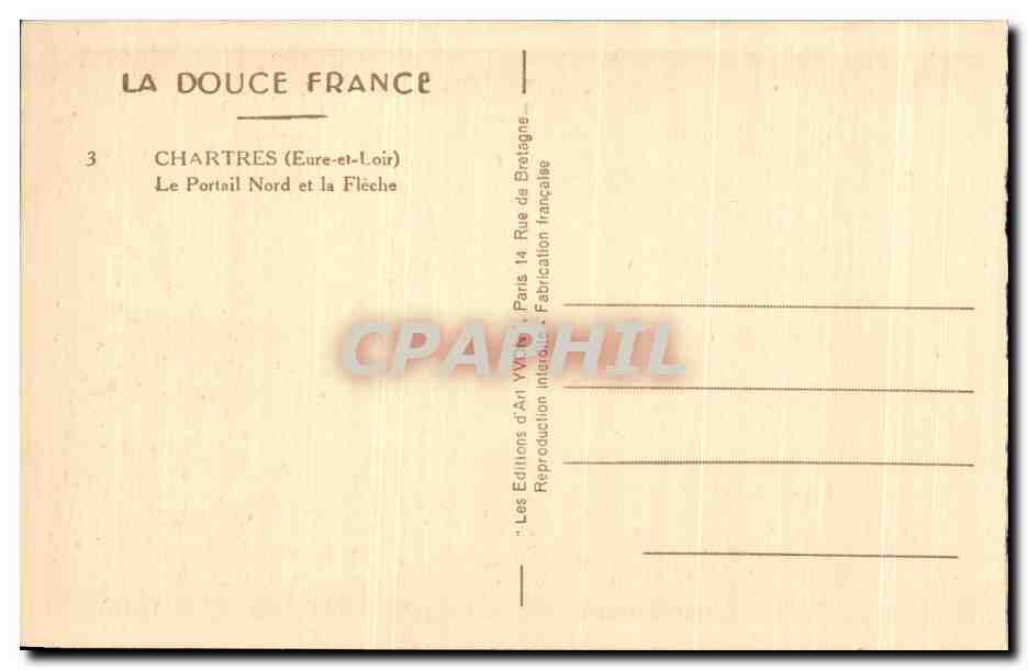 CPA Chartres Le Portail Sud et la Vieille Tour — Rückseite