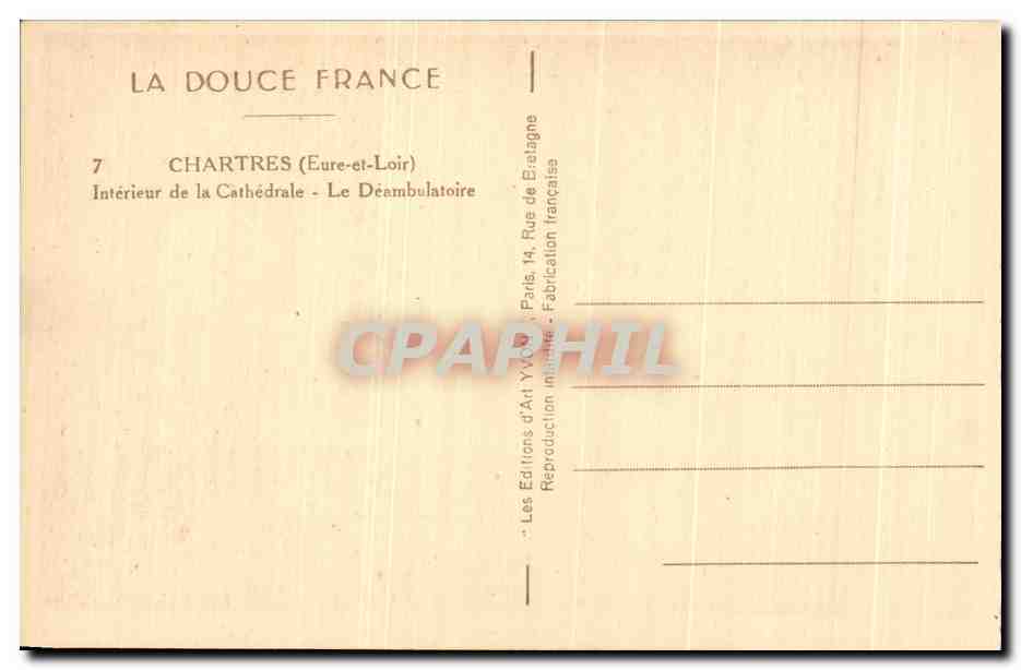 CPA Chartres Interieur de la Cathedrale La Deambulatoire — Verso