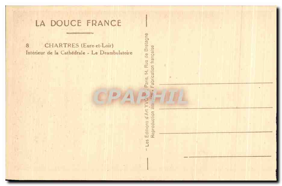 CPA Chartres Interieur de la Cathedrale La Deambulatoire — Rückseite