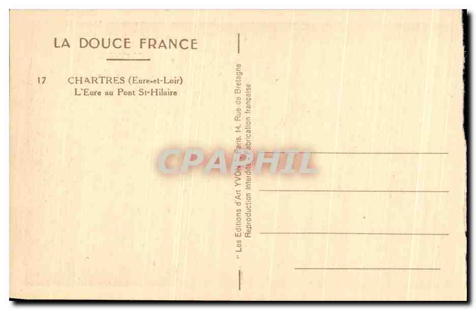 Chartres (Eure-et-Loir) — L’Eure au Pont St-Hilaire — Yvon — Verso