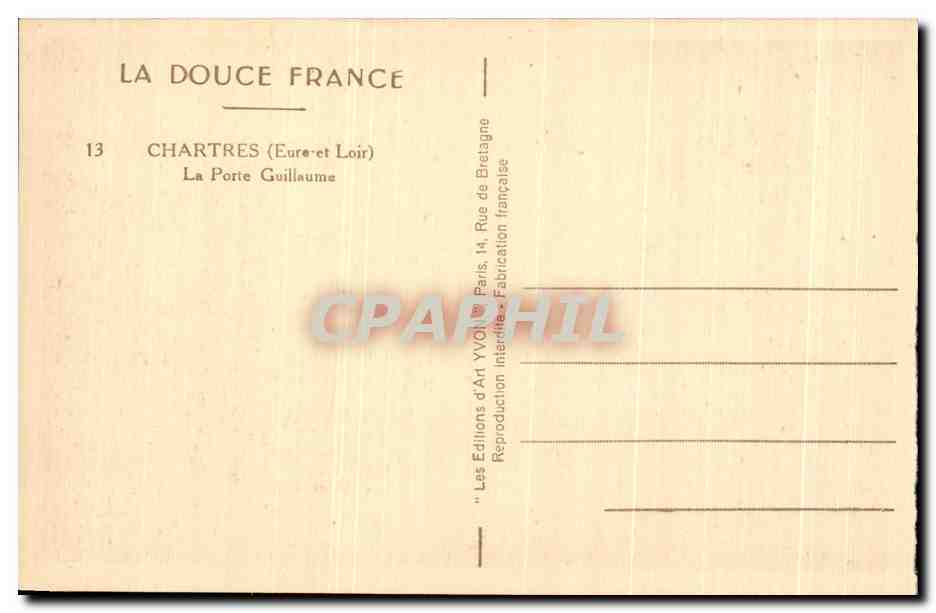 CPA Chartres la Porte Guillaume — Rückseite
