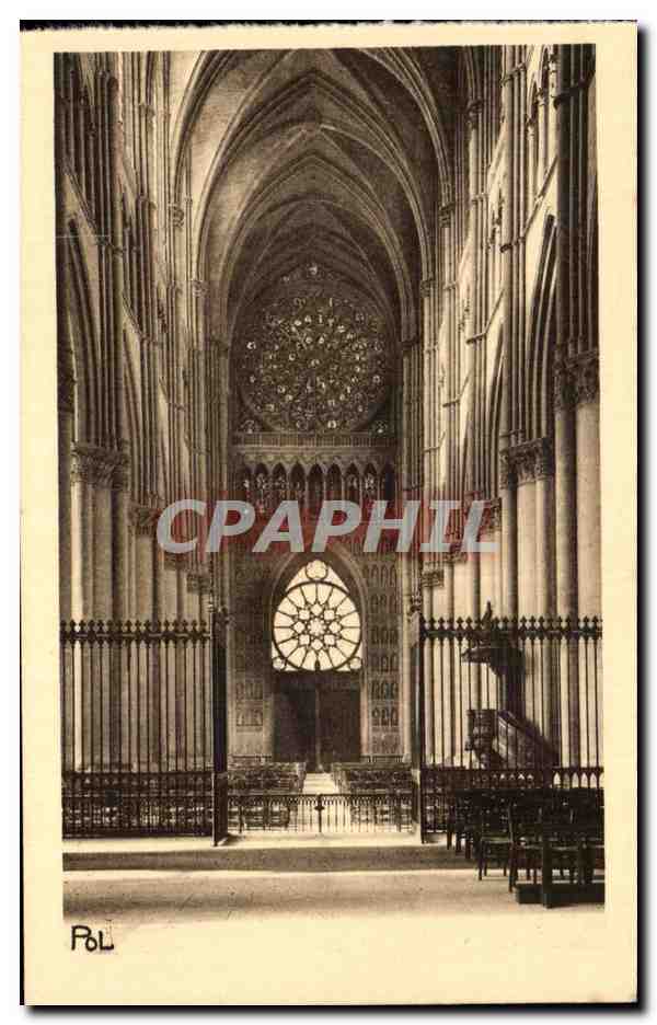 CPA La Ville Renaissante Reims Interieur de la Cathedrale Grande rosace
