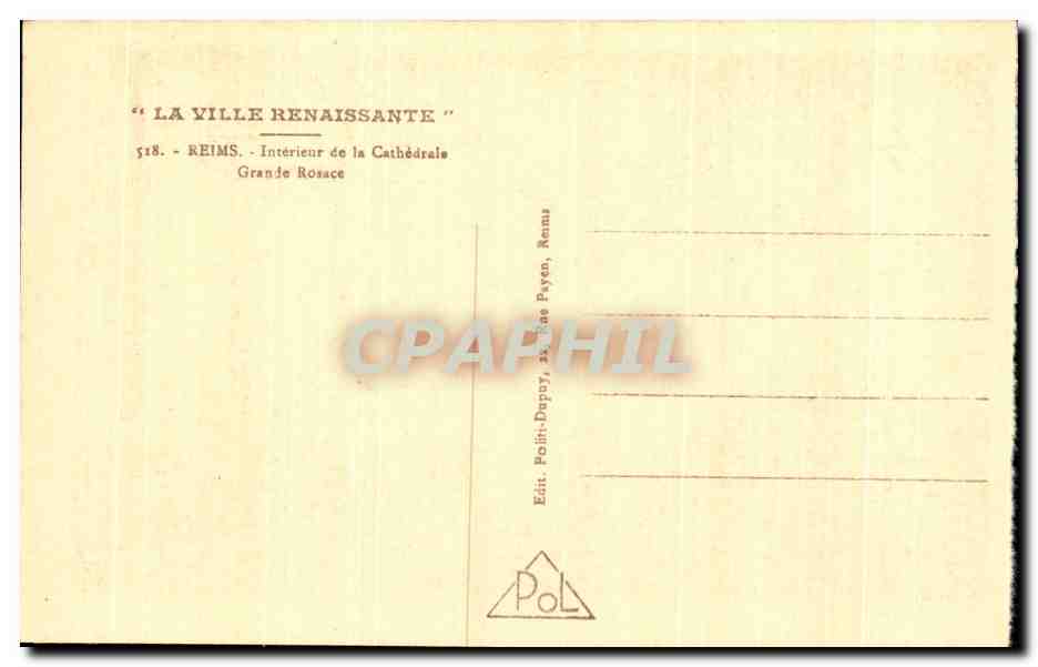 CPA La Ville Renaissante Reims Interieur de la Cathedrale Grande rosace — Verso