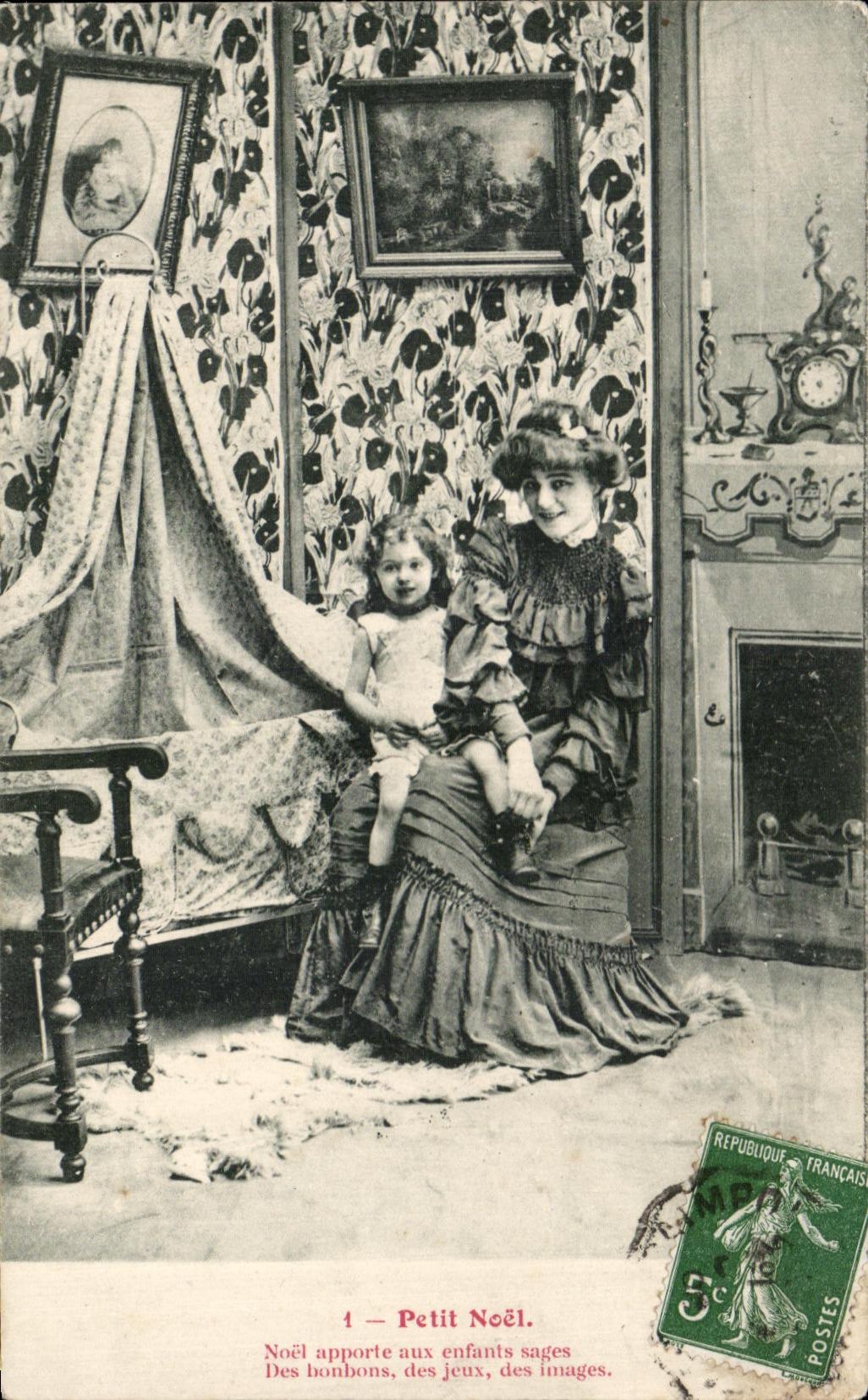 CPA Fantaisie Femme Enfant Petit Noel 