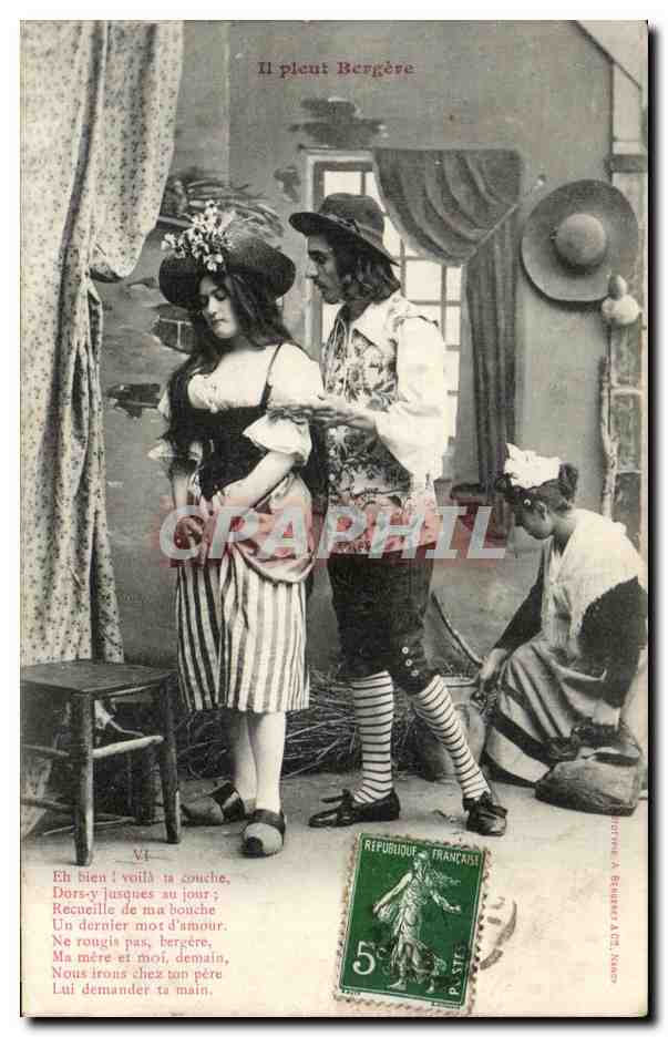 Scène de théâtre — 'Il pleut Bergère' — éditeur A. Béatrice & Cie, N° VI