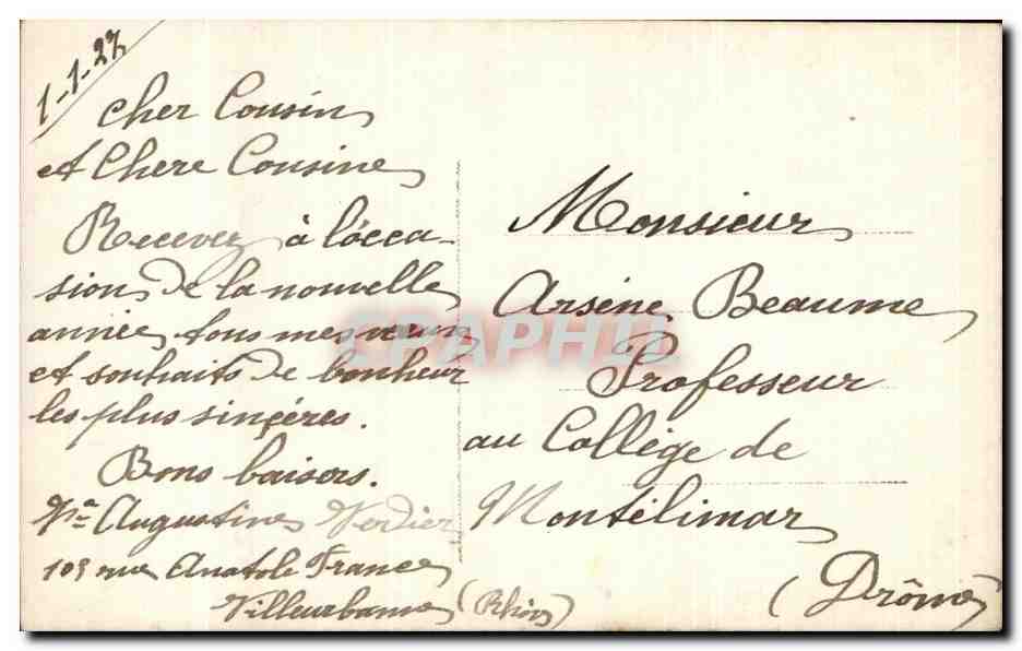 CPA Fantaisie Femme Bonne annee Colombes — Verso