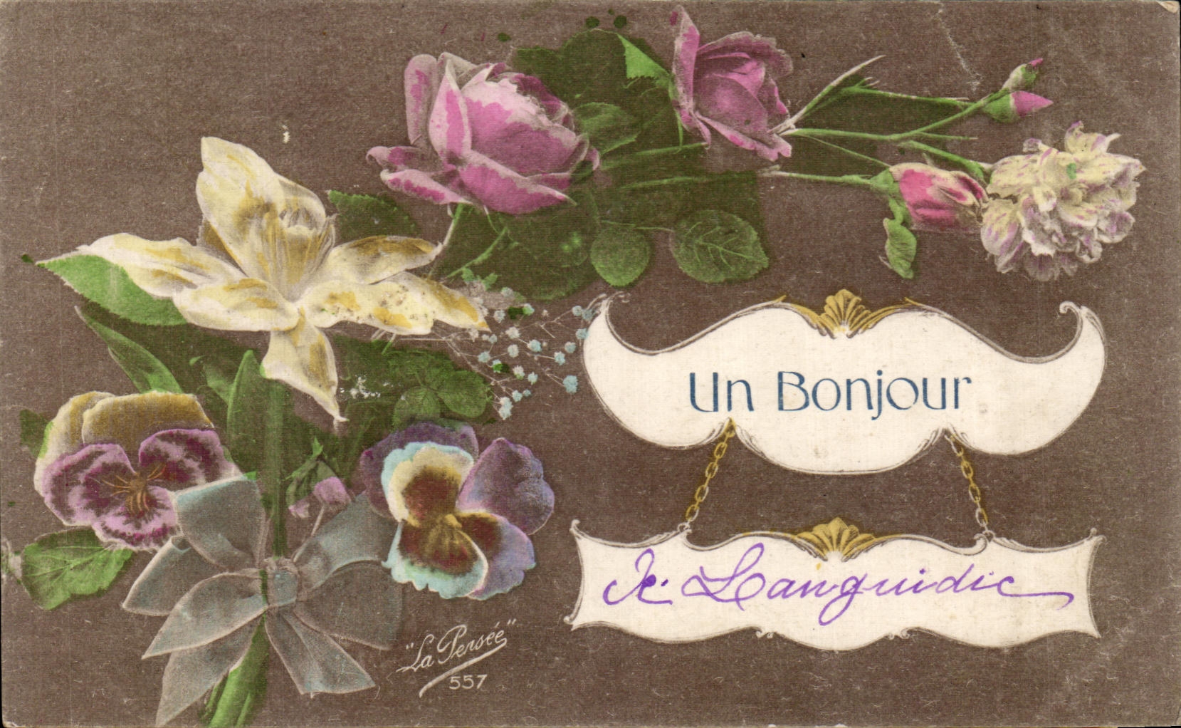 CPA Un Bonjour de Languidic Fleurs