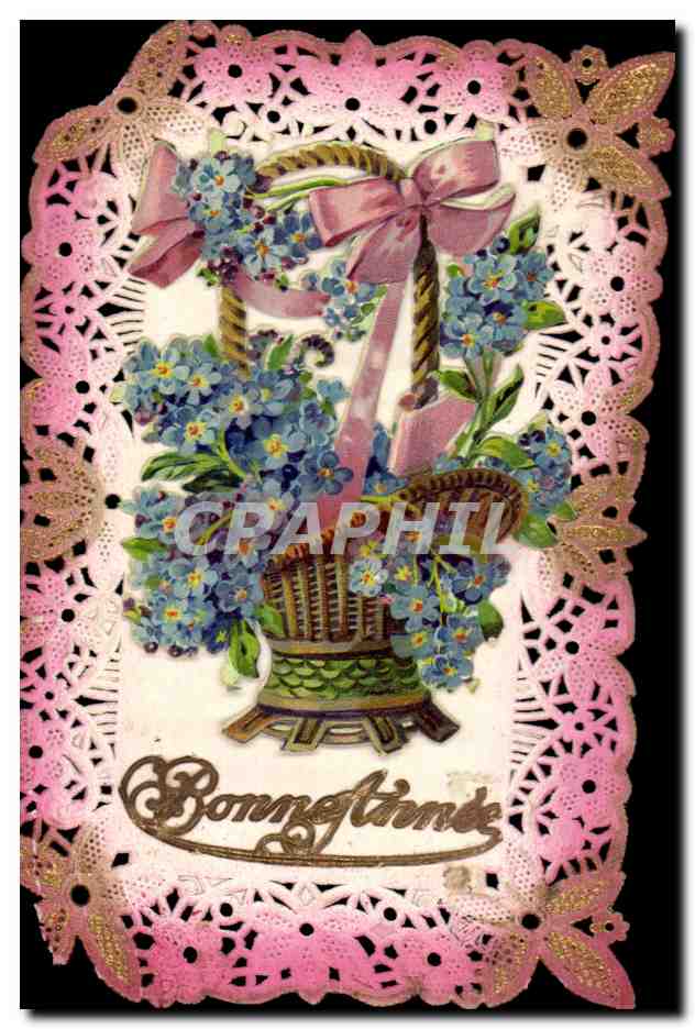 CPA Fantaisie Fleurs Bonne Annee brodee