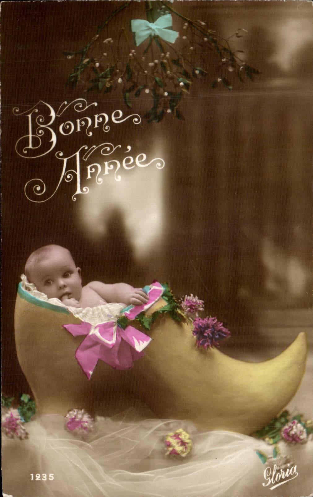 CPA Fantaisie Enfant Bebe Bonne AnneeSabot 